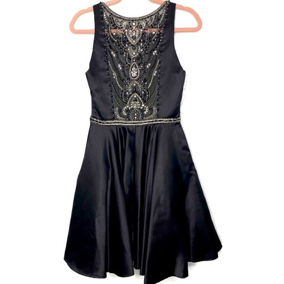 Coya Collection Black Sleeveless Formal Dress W/ Sheer Embellished beaded back - Picture 1 of 12